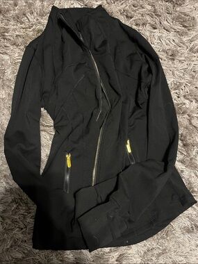 Black Zip Athletic Jacket with Yellow Zipper Pulls